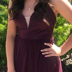 Prom or homecoming long gown in burgundy